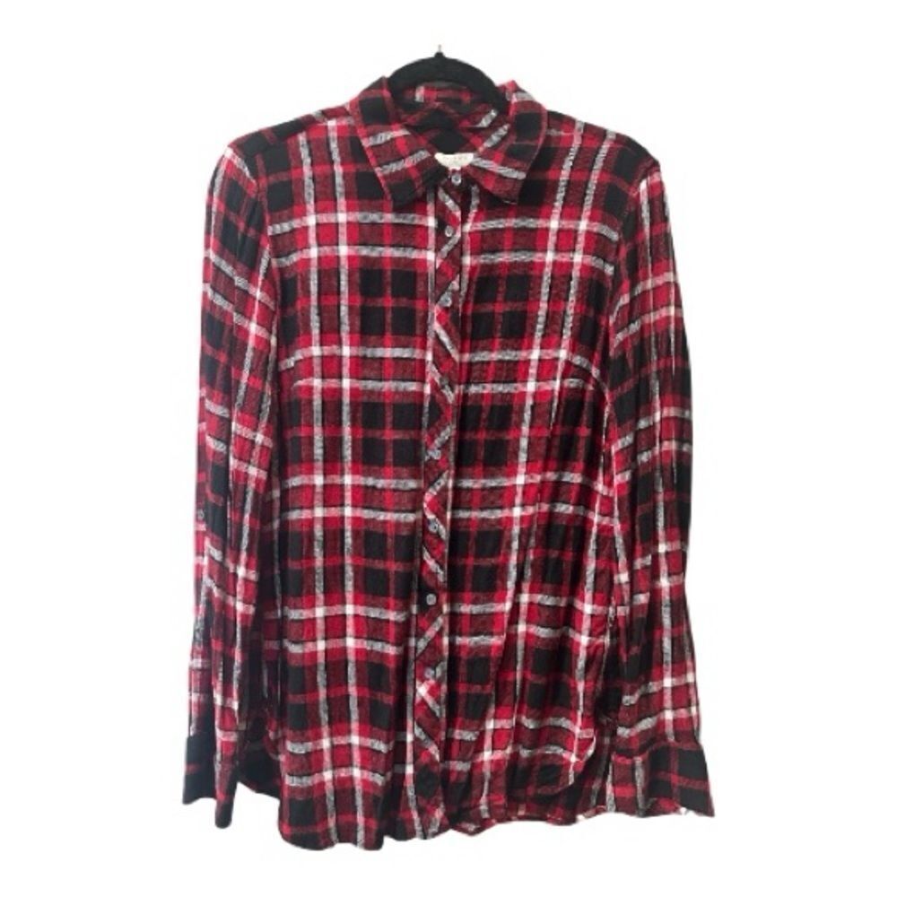 Talbots Plaid Red and Black Button-Up Shirt